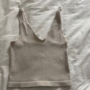 nikibiki Ribbed V-Neck Tank Top - Cream